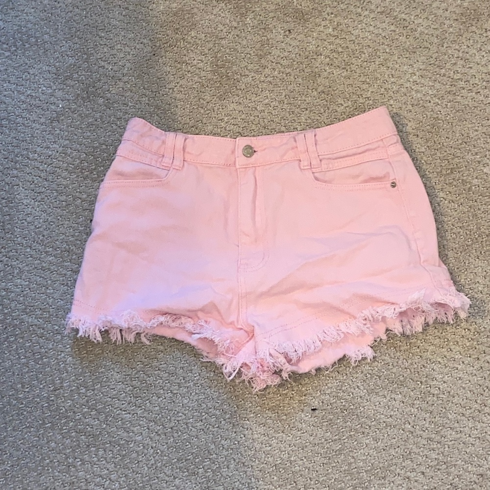 pink jean shorts